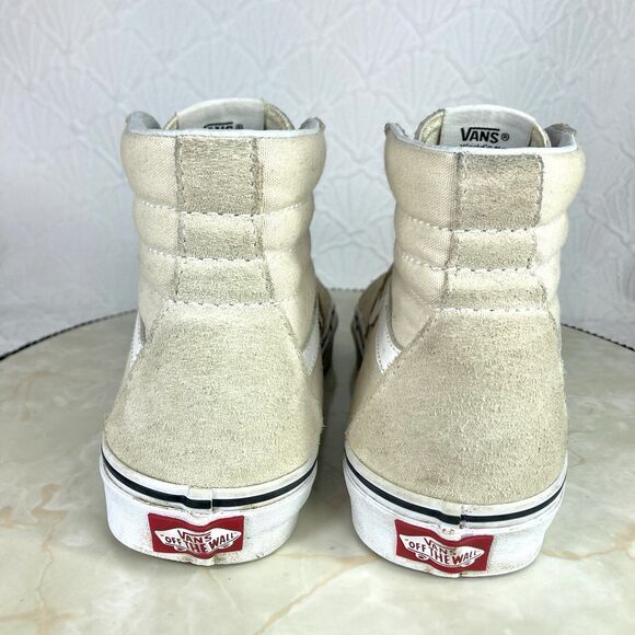 Vans Off The Wall Skateboard Athletic Sneakers 7.5 Cream Suede Hi Top Skate Shoe - Picture 7 of 11